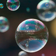 Soap bubbles floating in air